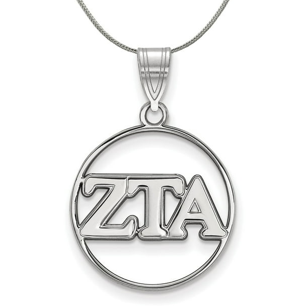 ZTA Sterling Silver LogoArt 18in Official Licensed Greek Sororities Zeta Tau Alpha Medium Pendant w/ Necklace ZTA Sterling Silver LogoArt 18in Official Licensed Greek Sororities Zeta Tau Alpha Medium Pendant w/ Necklace